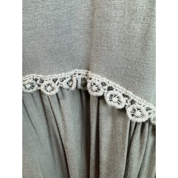 C&V Womens Tunic Dress Olive Green Boho Cottage Core Womens L Sleeveless Lace - Picture 7 of 13